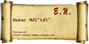 Beker Máté névjegykártya